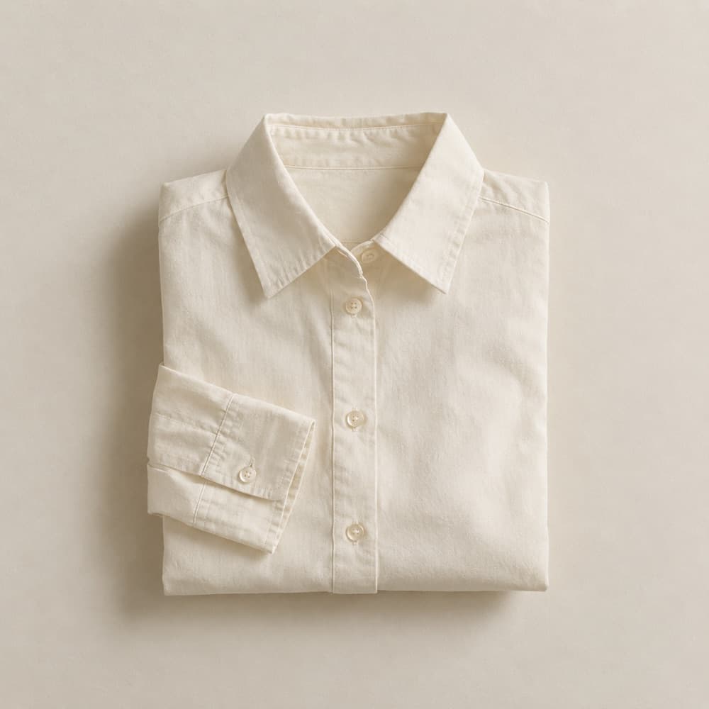 the cream shirt, photographed lying flat